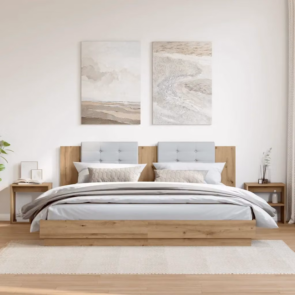 Set di 2 comodini vidaXL in stile moderno color rovere, realizzati in MDF, L/P/H: 40 x 30 x 40 cm