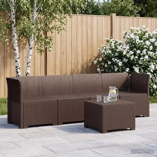 Divano da Giardino a 4 Posti in Stile Rattan PP Marrone 3443851