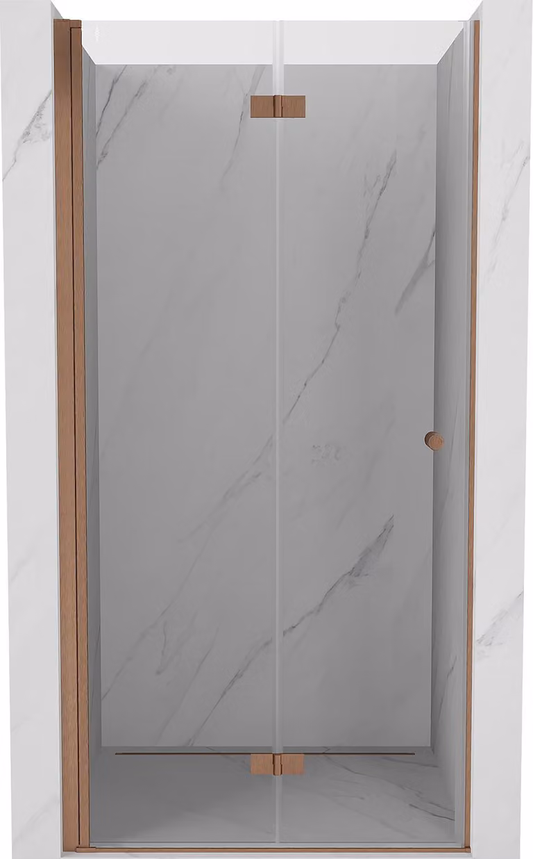 Mexen Mist-F porta doccia pieghevole sinistra 85 cm, trasparente, rame spazzolato - 8A6-085-000-65-00-L
