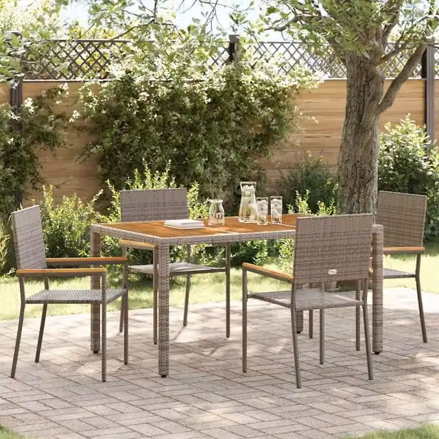 Sedie impilabili da giardino 4 pz Grigio e Marrone 3403062