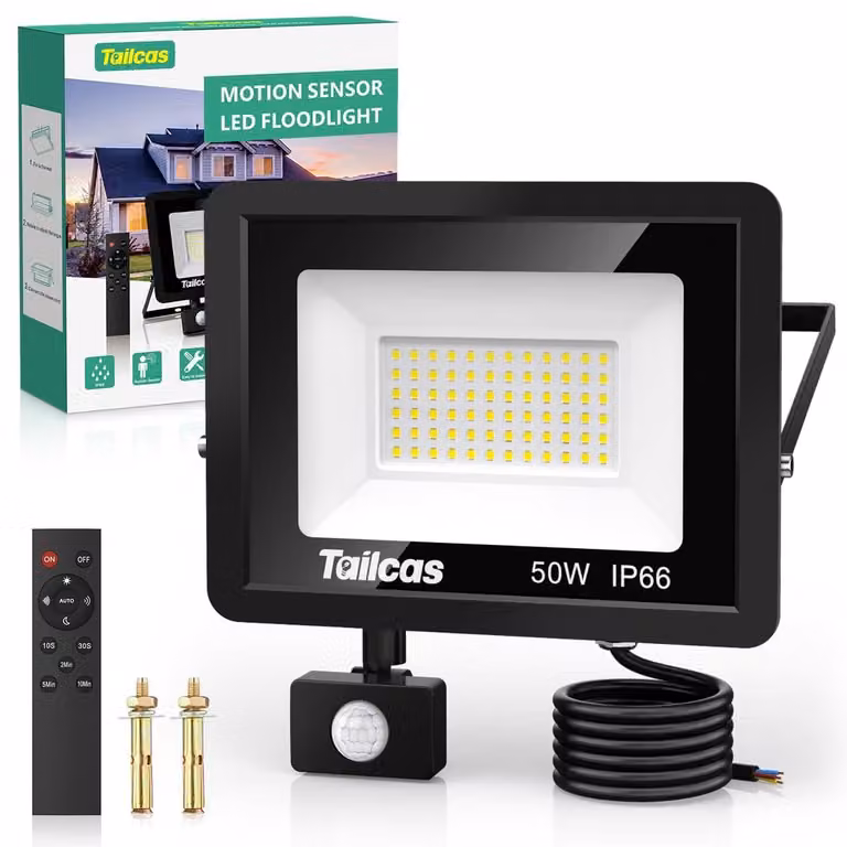Lampada di sicurezza a LED da 50 W con sensore di movimento, grado di protezione IP66, 4500 lumen