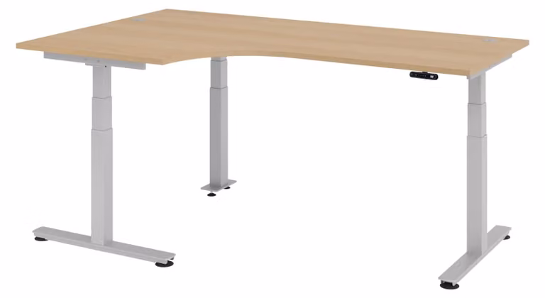 Scrivania elettrica bümö XDSM - Struttura: argento, dimensioni: scrivania angolare 200 x 120 cm, finitura: rovere