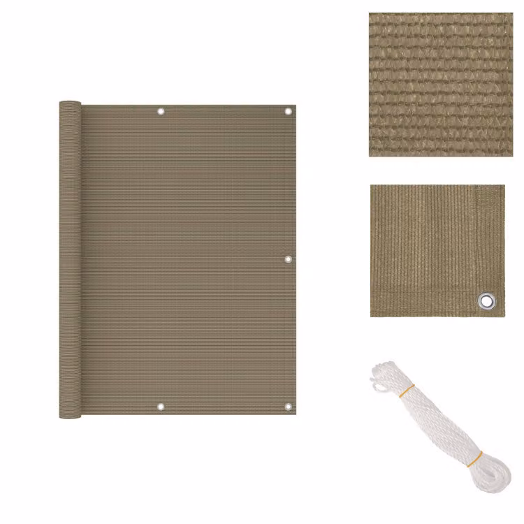 vidaXL Schermo privacy per balcone Taupe 120x500 cm HDPE - Ombrelloni e tende da sole