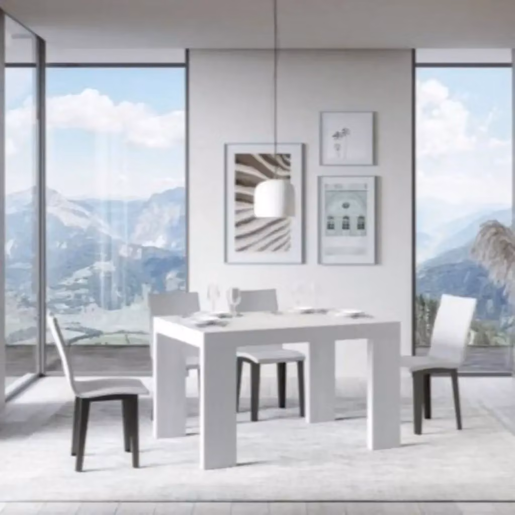 Tavolo allungabile Roxell moderno in bianco frassino con piano rettangolare L: 140-400 cm, P: 90 cm – 2