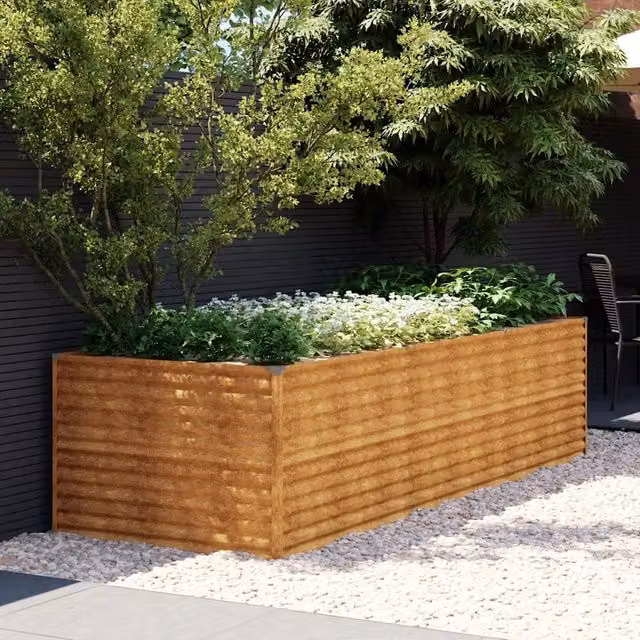 Fioriera Rialzata da Giardino Videx in Acciaio Corten Marrone L: 290 cm, P: 100 cm, H: 69 cm – 1