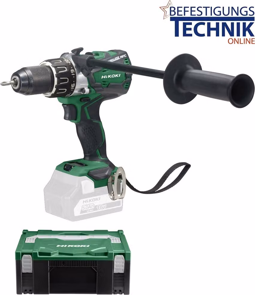 HiKOKI Trapano avvitatore a batteria DS18DBL2W4Z 18V Basic - Impugnatura supplementare - Bloccaggio automatico del mandrino - Motore senza spazzole