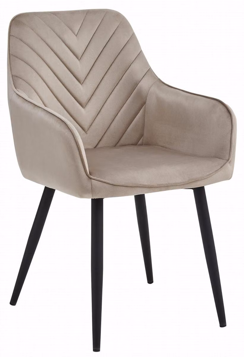 Sedia Nana in velluto beige scuro con gambe in metallo nero