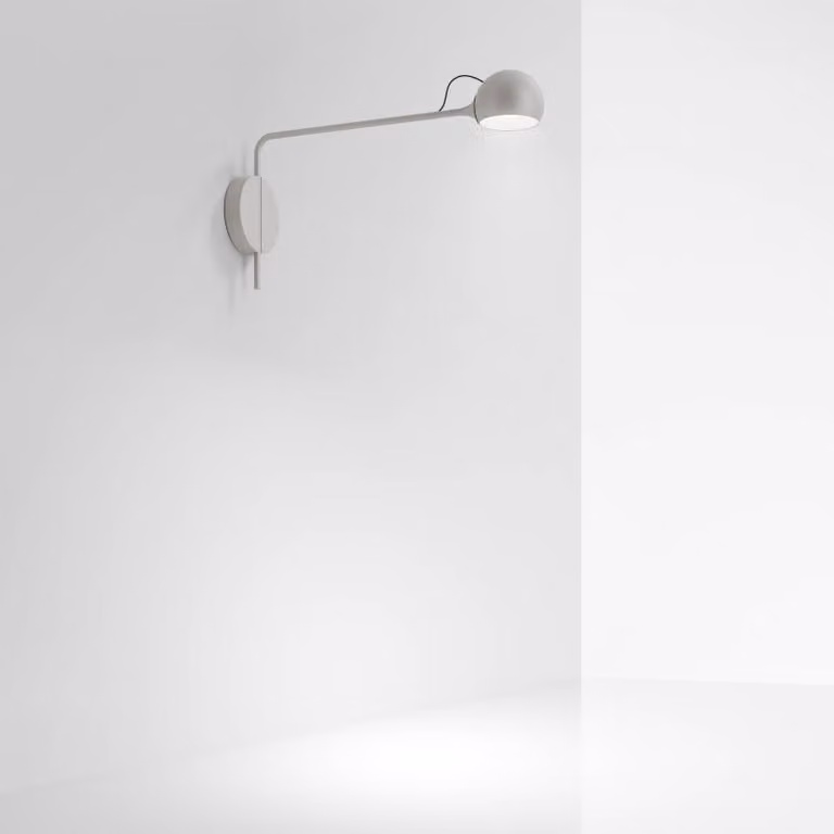 Artemide Applique da parete di design Ixa, dimmerabile, Alluminio / Grigio / Zincato, Soggiorno / Sala da pranzo, Metallo, Design, Applique