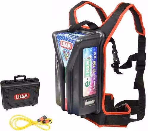 Batteria al Litio a Spalla Lisam per Abbacchiatori Elettrici Cordless, 12V 56Ah 600W, Colore Nero – 1