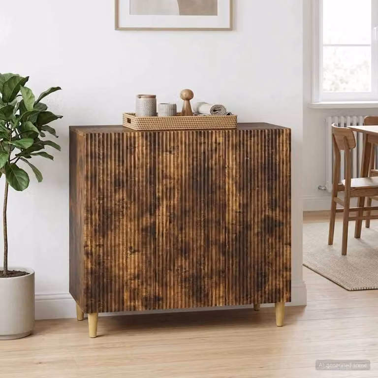 Credenza moderna vidaXL in legno ingegnerizzato color rovere fumo, L 89 x P 34,5 x H 80 cm