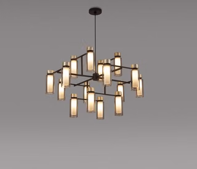 Lampada a sospensione Osram moderna in metallo e vetro, finitura oro/ottone e nero, con paralume cilindrico bianco e attacco E14