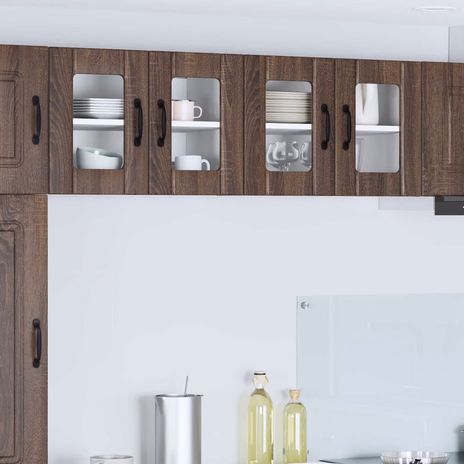 Mobile da parete LUCCA vidaXL in legno e vetro, Rovere Marrone, L 60 x P 31 x H 40 cm