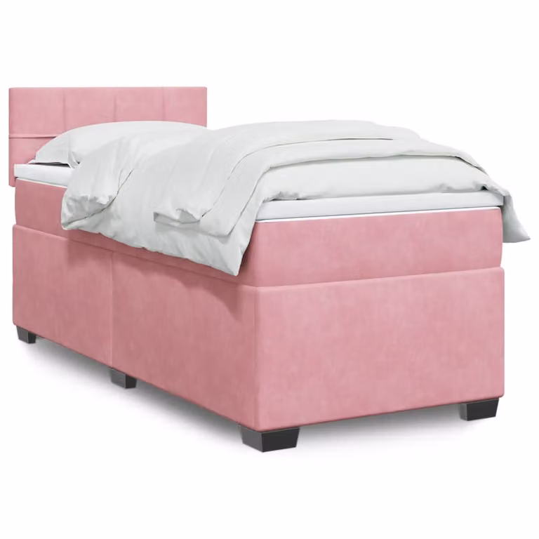 Giroletto a molle con materasso vidaXL in velluto rosa, L 80 cm x P 200 cm