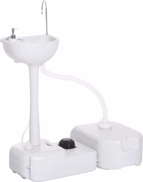EasyComfort Lavabo Portatile da Campeggio con 2 Ruote, Serbatoio Acqua 17L e Serbatoio Sapone 2.5L, H 103 x L 83 x P 50 cm – 1