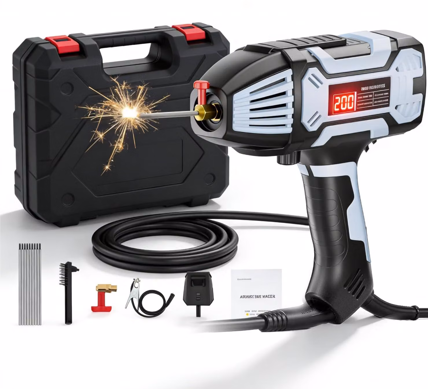 Saldatrice ad arco elettrico, 220V/3000W, IGBT, 20-200A, portatile