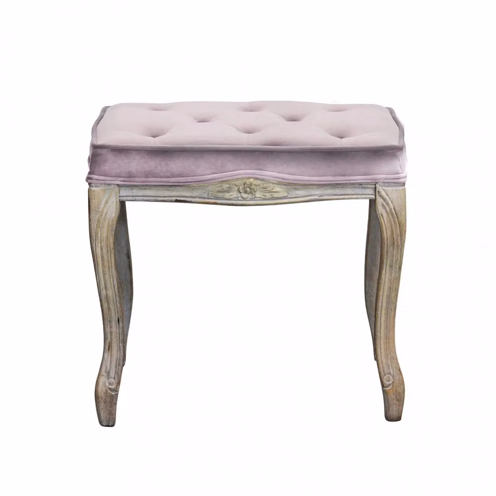 Sgabello Marly GIORDANOSHOP in velluto rosa con struttura in legno L/P/H: 50 x 36 x 47 cm – 2