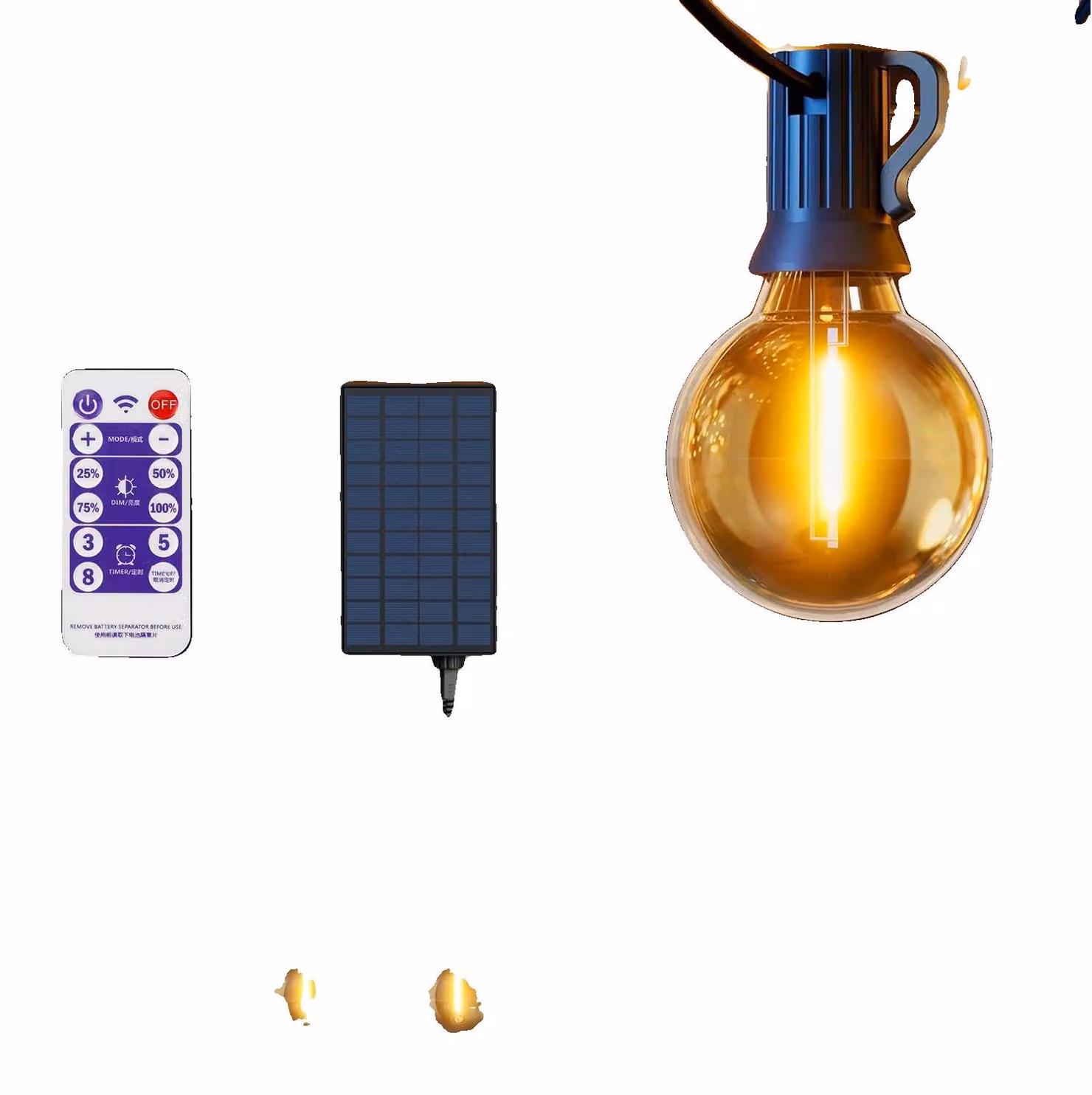 Luci da esterno, a energia solare, con telecomando, 15,5 m con 40 luci