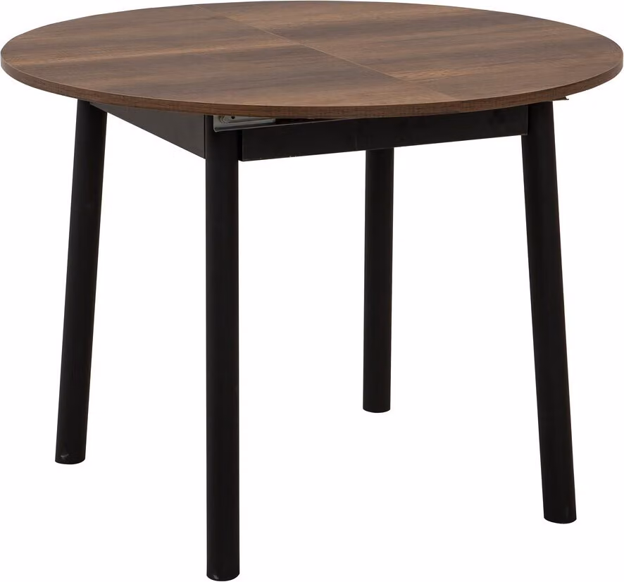 Skye Decor, Oliver - Noce, Nero, tavolo da pranzo allungabile, noce, pannello di legno rivestito in melaminico al 100 %, 100 x 100 x 75 cm