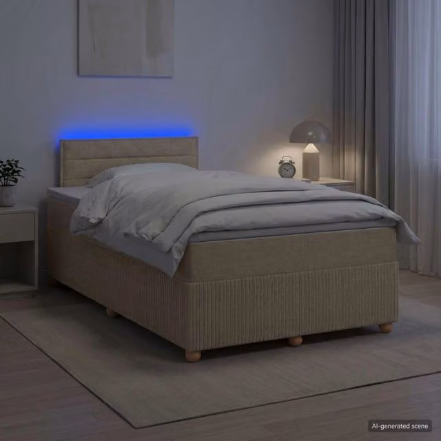 Letto box spring con materasso Crema 120 x 200 cm Tessuto 3452902
