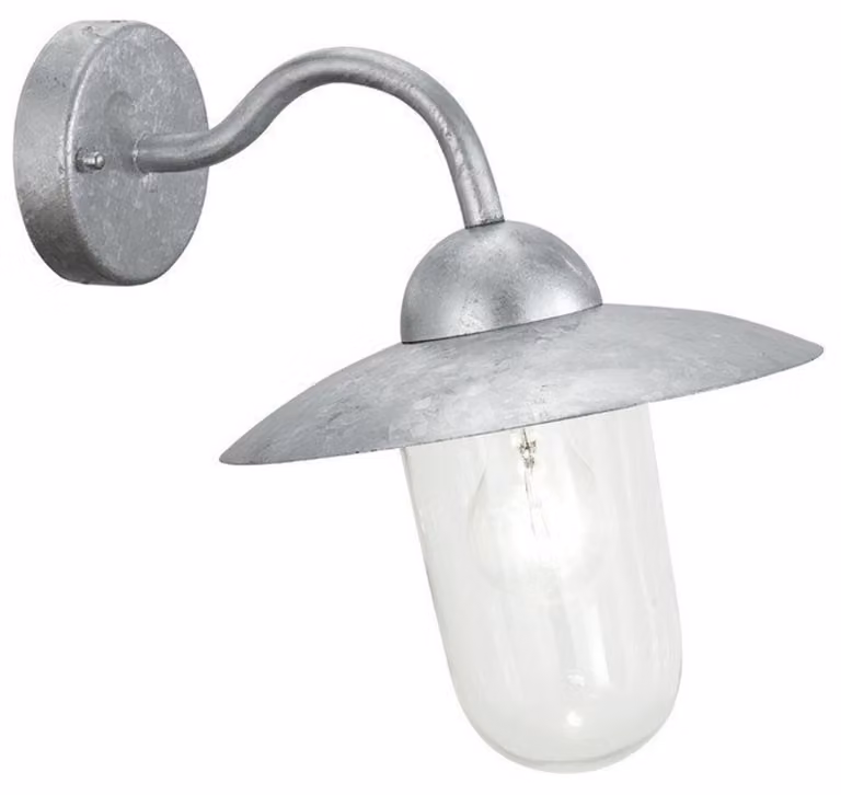 Applique Esterno Classica Milton Acciaio Grigio Vetro Bianco E27