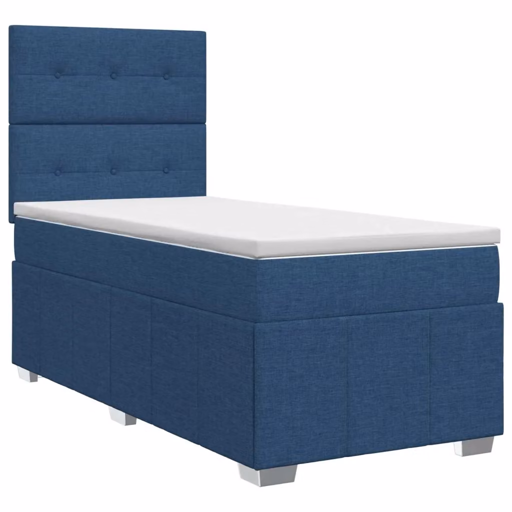 Letto box spring con materasso vidaXL in tessuto blu e bianco con base a sollevamento L/P: 100 x 200 cm – 2