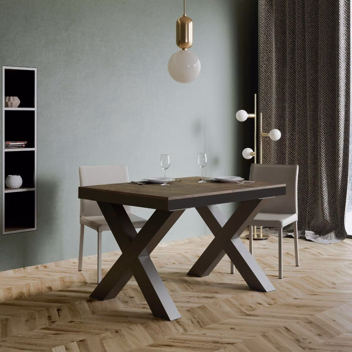 ITAMOBY - Tavolo allungabile 120/224x90 cm Traffic Evolution noce telaio e gambe antracite