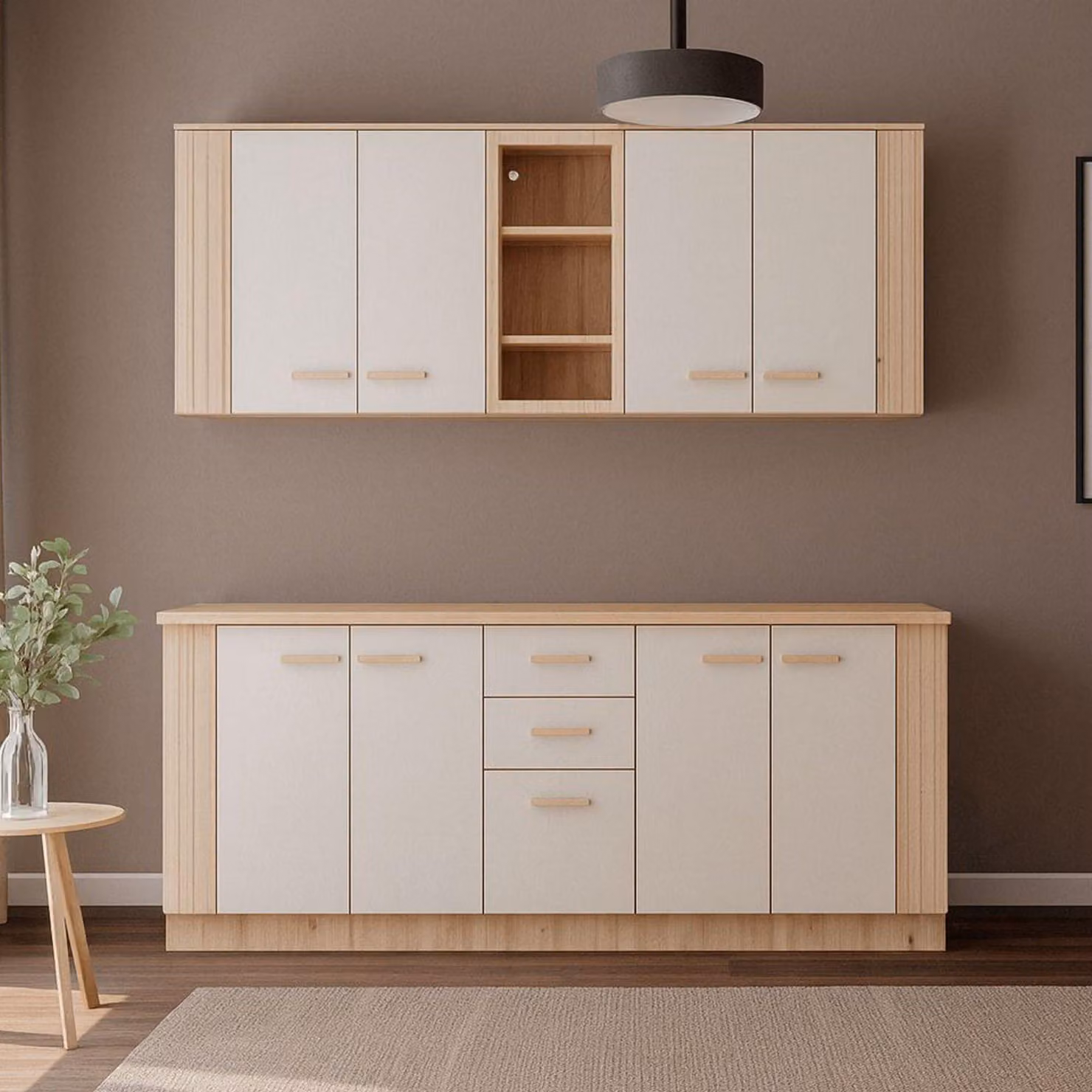 Ghemme - Cucina, Beige, 2 Cassetti, Elettrodomestici non inclusi