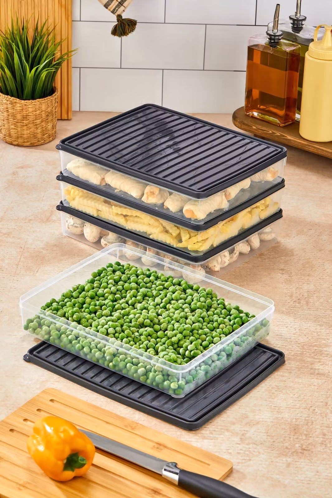 Hermia Concept, VÝTABOX4'LÜ-ANTRASÝT 2,8LT, set di contenitori (4 pezzi), antracite, 100% PLASTICA, 27,5 x 5 x 22,5 cm