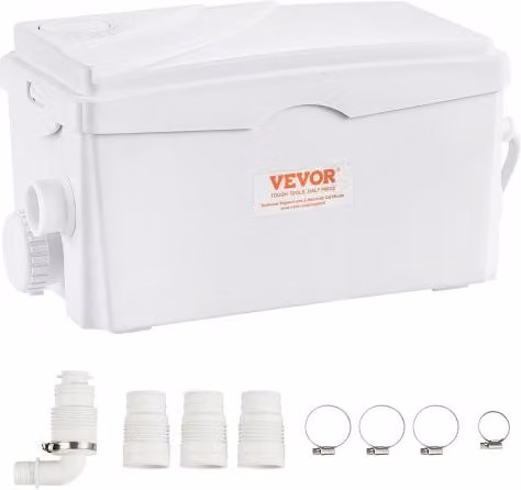 VEVOR Pompa di sollevamento acque reflue da 350 W con portata 6000 L/h e prevalenza 7 m, ideale per acque luride, cantine e lavanderie, colore bianco