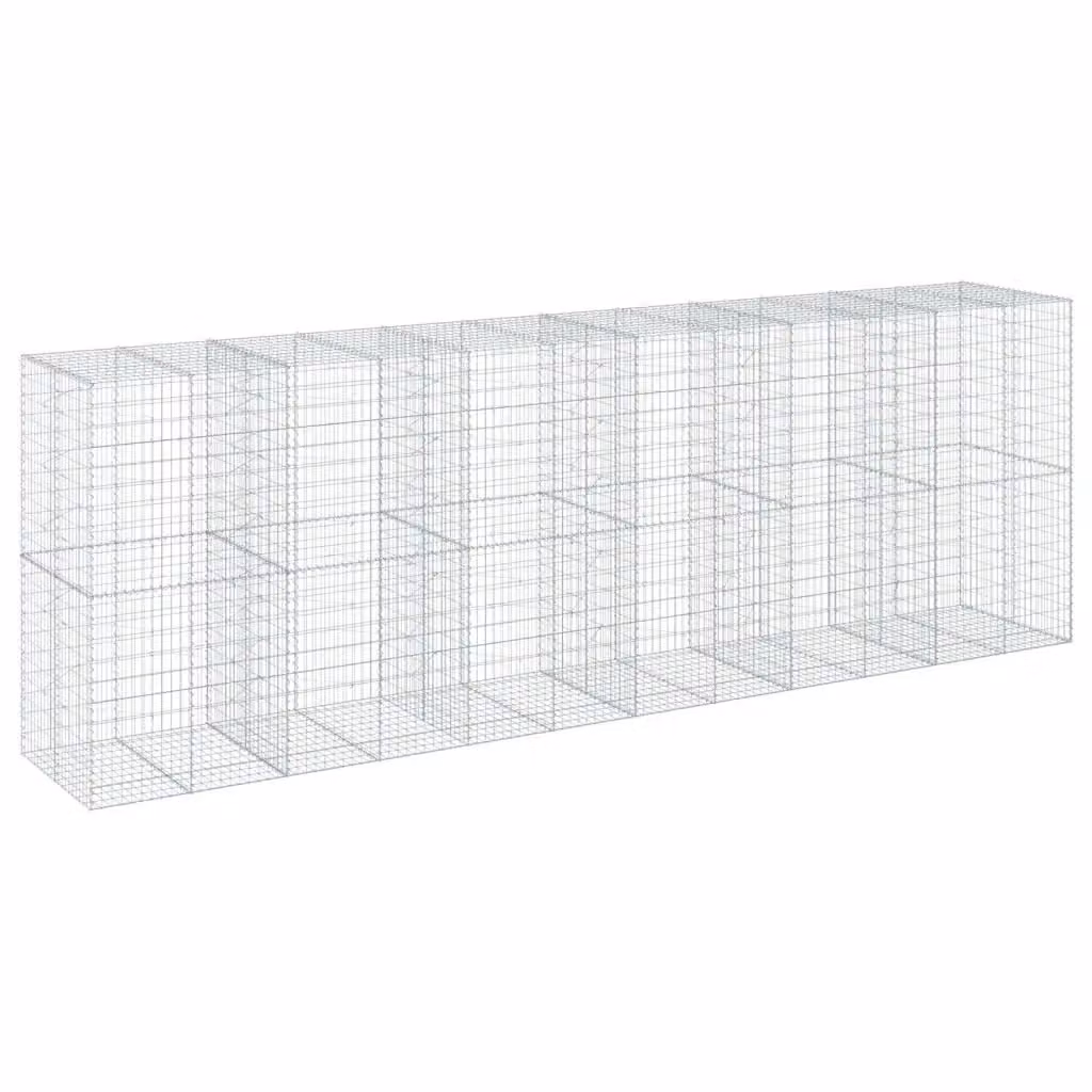 Cesto Gabbione con Copertura vidaXL in Ferro Zincato Argento L: 600 cm, P: 100 cm, H: 200 cm – 2