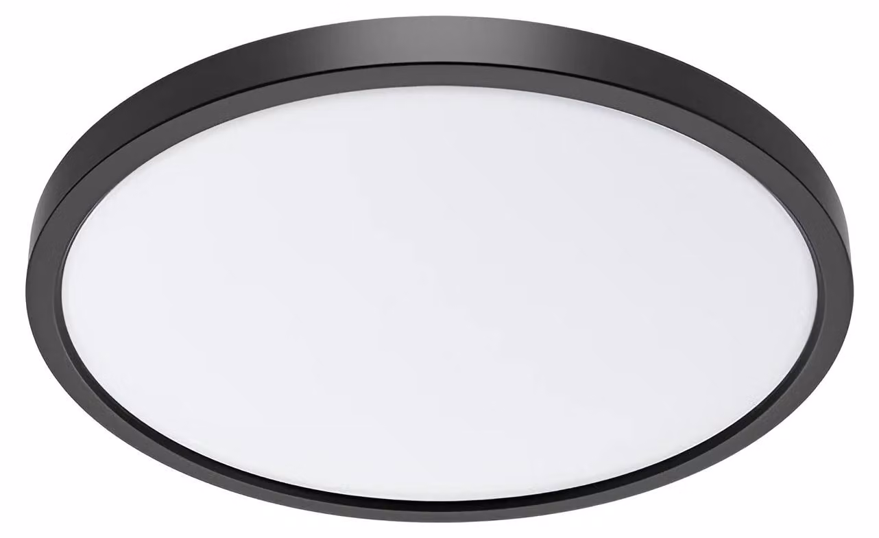 Lampada da soffitto LED rotonda Braytron, diametro 30 cm, ultrapiatta, 25W, 2100 lumen, tecnologia CCT 5in1, temperatura di colore regolabile da 2700K a 6500K, colore nero