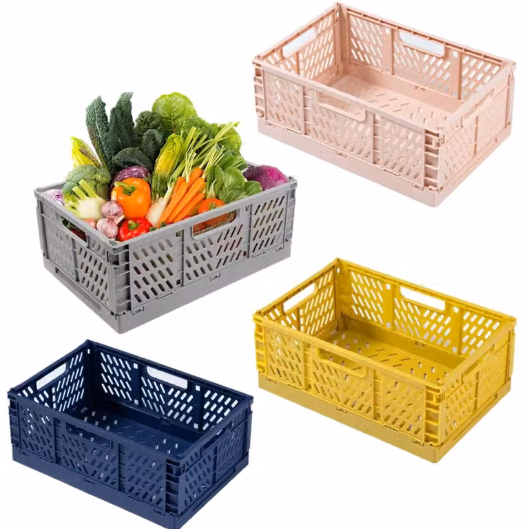 Set di 4 contenitori portaoggetti - Pieghevoli e stabili, ideali per cucina e ufficio