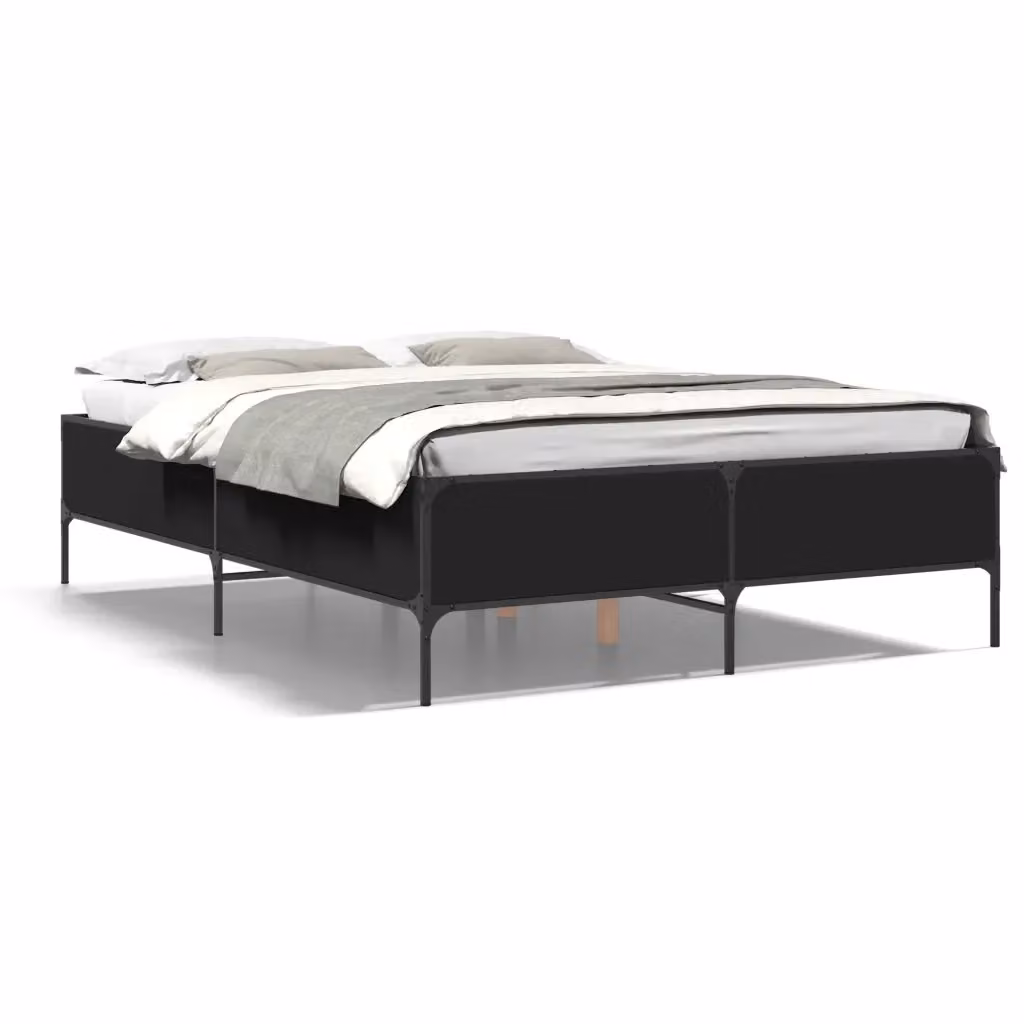 Letto con Giroletto Nero vidaXL in Legno e Metallo L: 120 cm, P: 200 cm – 2