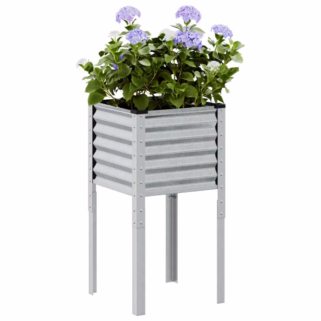 Fioriera da giardino vidaXL in acciaio zincato argento L/P/H: 45 x 45 x 88 cm