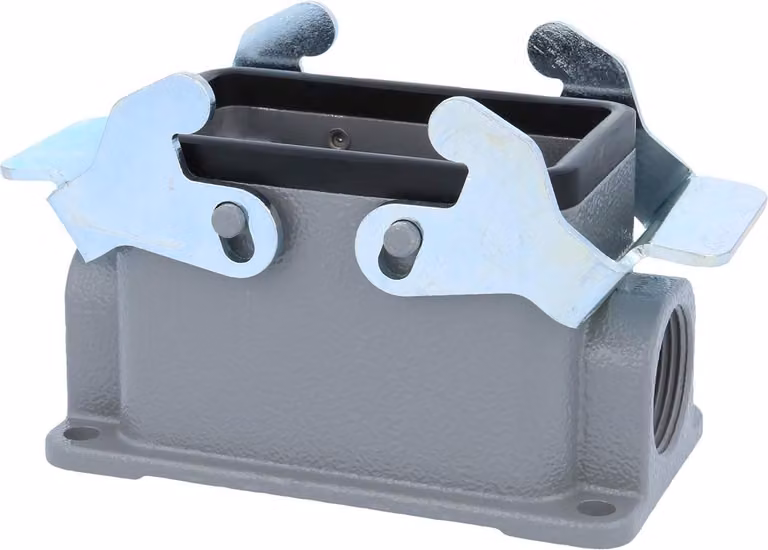 HARTING Han 10B Base bassa, 1xPG16 uscita cavo laterale, con 2 staffe trasversali Vite PG16 Area di serraggio