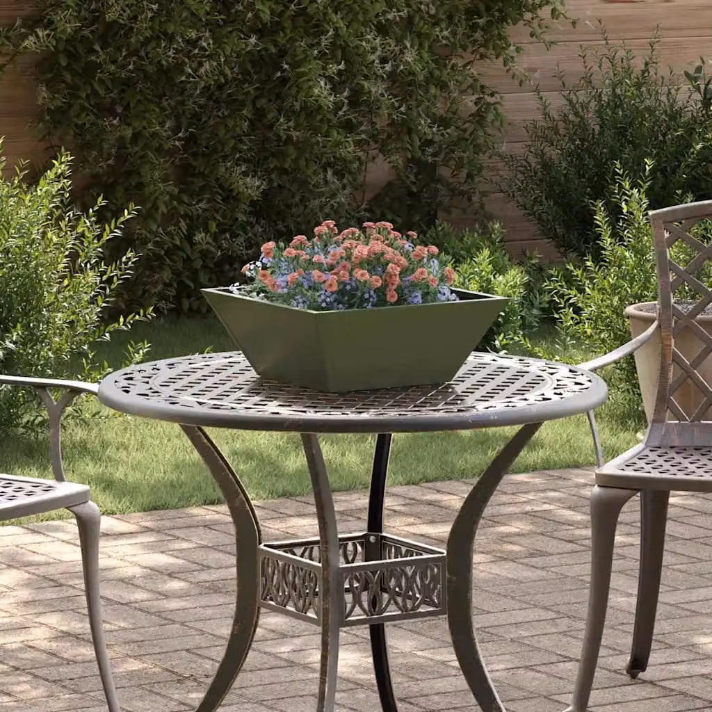 Set di 5 vasi da giardino vidaXL in metallo verde, L/P/H: 40 x 40 x 15 cm