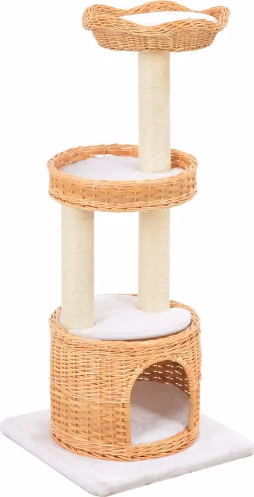The Living Store Gatto tiragraffi in legno di salice naturale Sisal