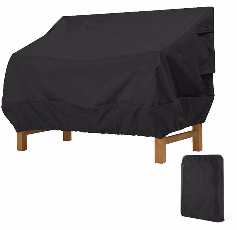 Copertura per panchina da giardino, 4 posti, tessuto Oxford, 224 x 83 x 84 cm, colore nero, resistente ai raggi UV, antivento