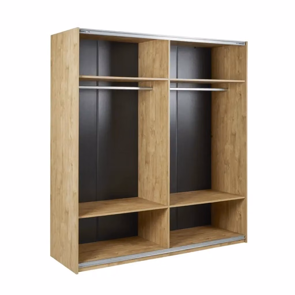 Armadio Meublorama MORGANE con 2 porte scorrevoli in finitura rovere marrone, design scandinavo, L: 200 cm, H: 217 cm – 2