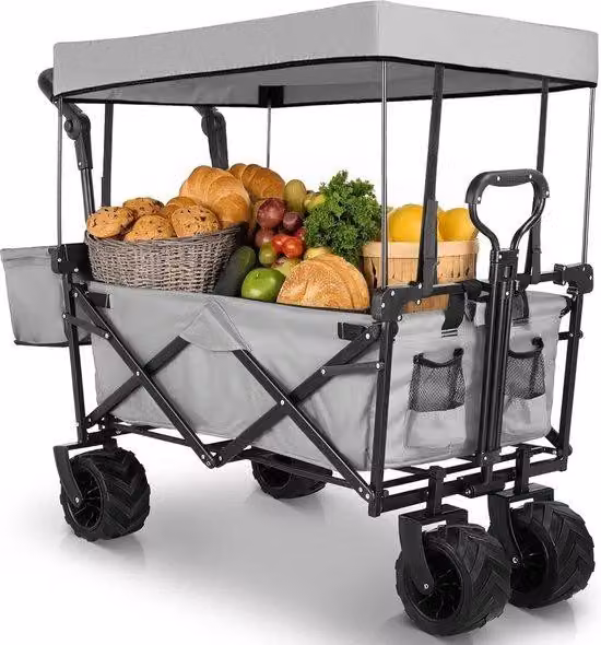 Carrello da giardino pieghevole, portata 115 kg, fuoristrada