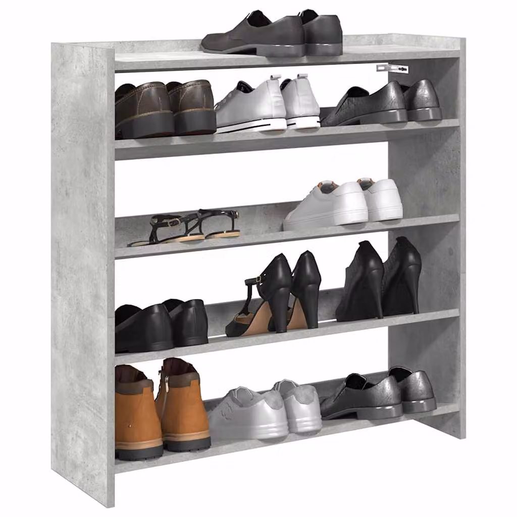 Scarpiera moderna vidaXL in legno e MDF grigio, sospesa a parete, L: 80 cm, P: 25 cm, H: 81 cm