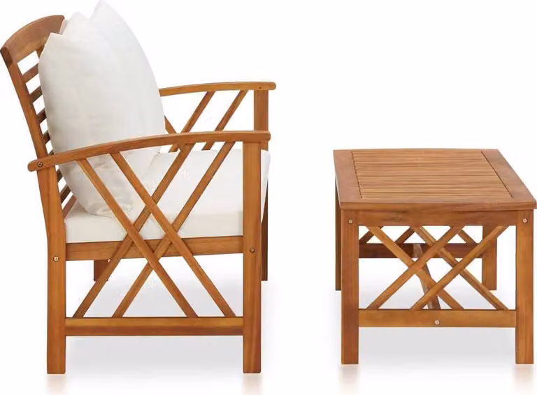 Set Divani da Giardino 2 pz con Cuscini in Massello di Acacia