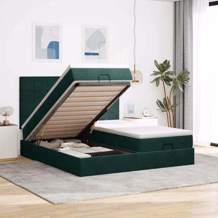 vidaXL Struttura Letto Pouf con Materassi 160x200 cm Velluto