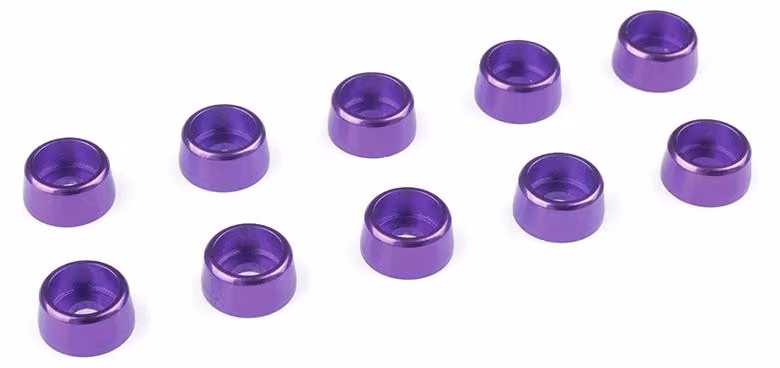 Rondella in alluminio G-Force per viti della testa del cilindro M3, diametro esterno (AD) 8 mm, colore viola, confezione da 10 pezzi / GF-0406-032