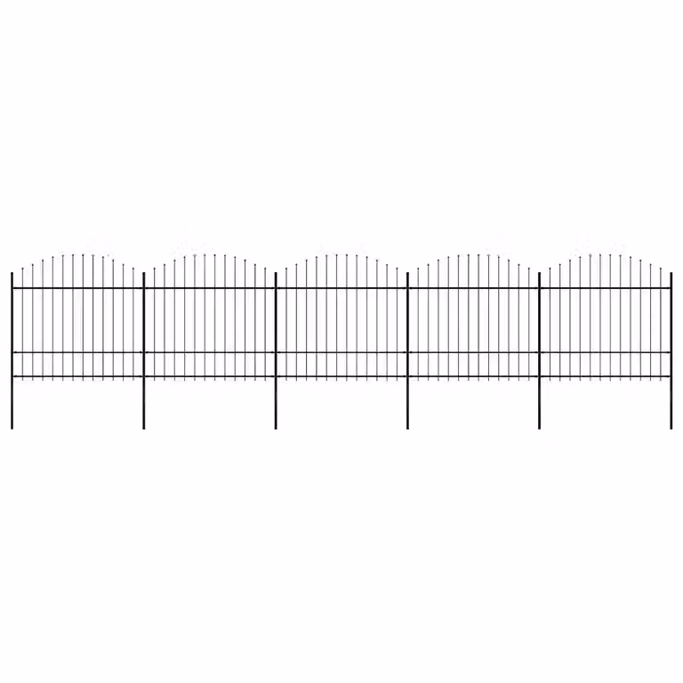Recinzione da giardino con punta a lancia in acciaio vidaXL, L: 838 cm, H: 175 cm, Nero