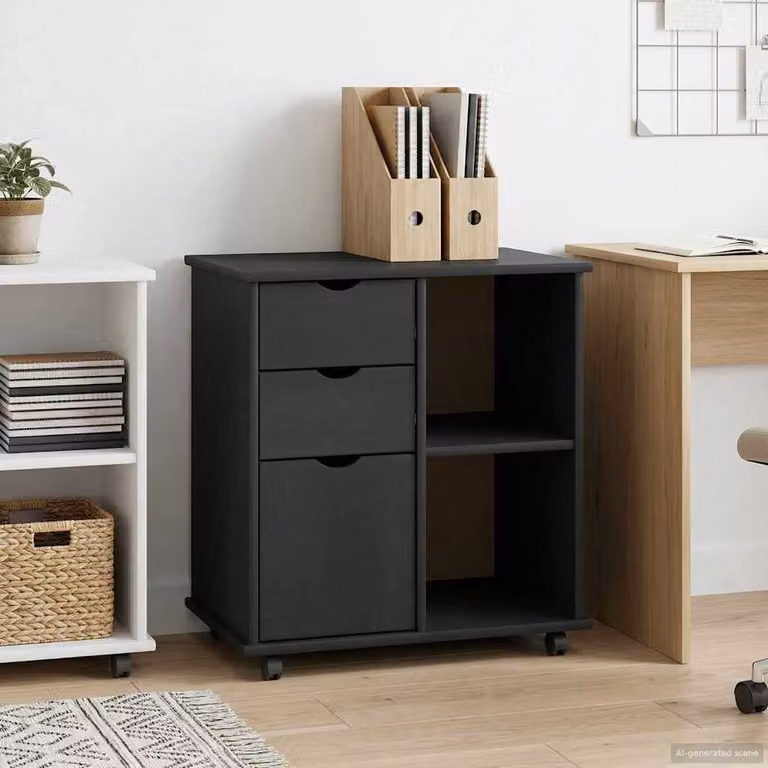 Carrello mobile con ruote vidaXL in legno di pino massello L/P/H: 63,5 x 39 x 65,5 cm