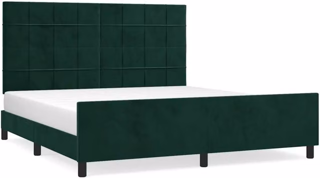 Letto matrimoniale | Letto per adulti | Giroletto con Testiera Verde Scuro 180x200 cm in Velluto