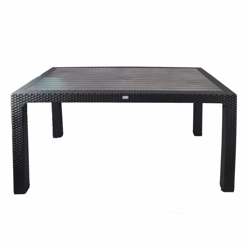 Tavolo rettangolare in rattan sintetico nero per giardino e terrazzo – 2