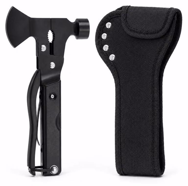 Martello pieghevole multifunzione - Compatto - Utensile per idraulica - Custodia in nylon - Ideale per campeggio e trekking - Utile per la casa e in caso di emergenza