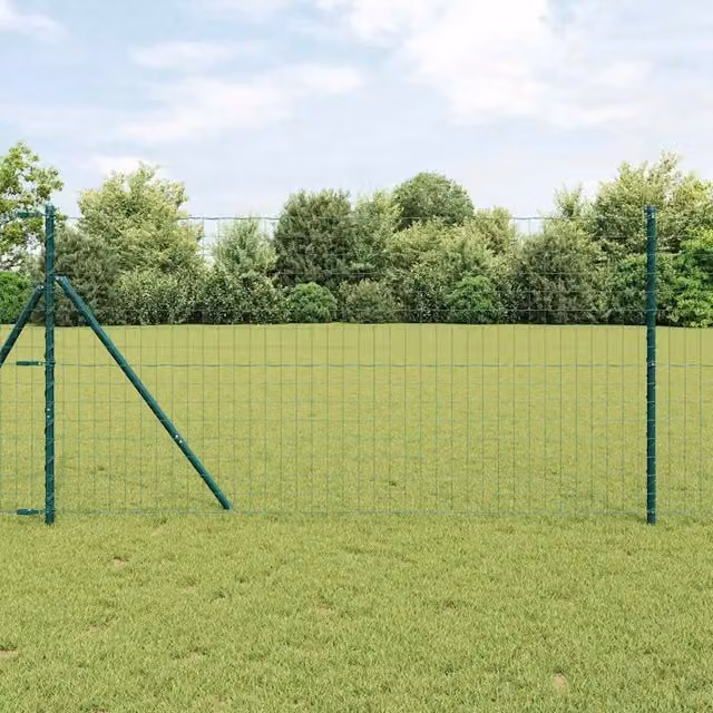 Fissaggio a terra Euro per recinzione vidaXL in acciaio rivestito in PVC verde L: 1 m, H: 25 cm